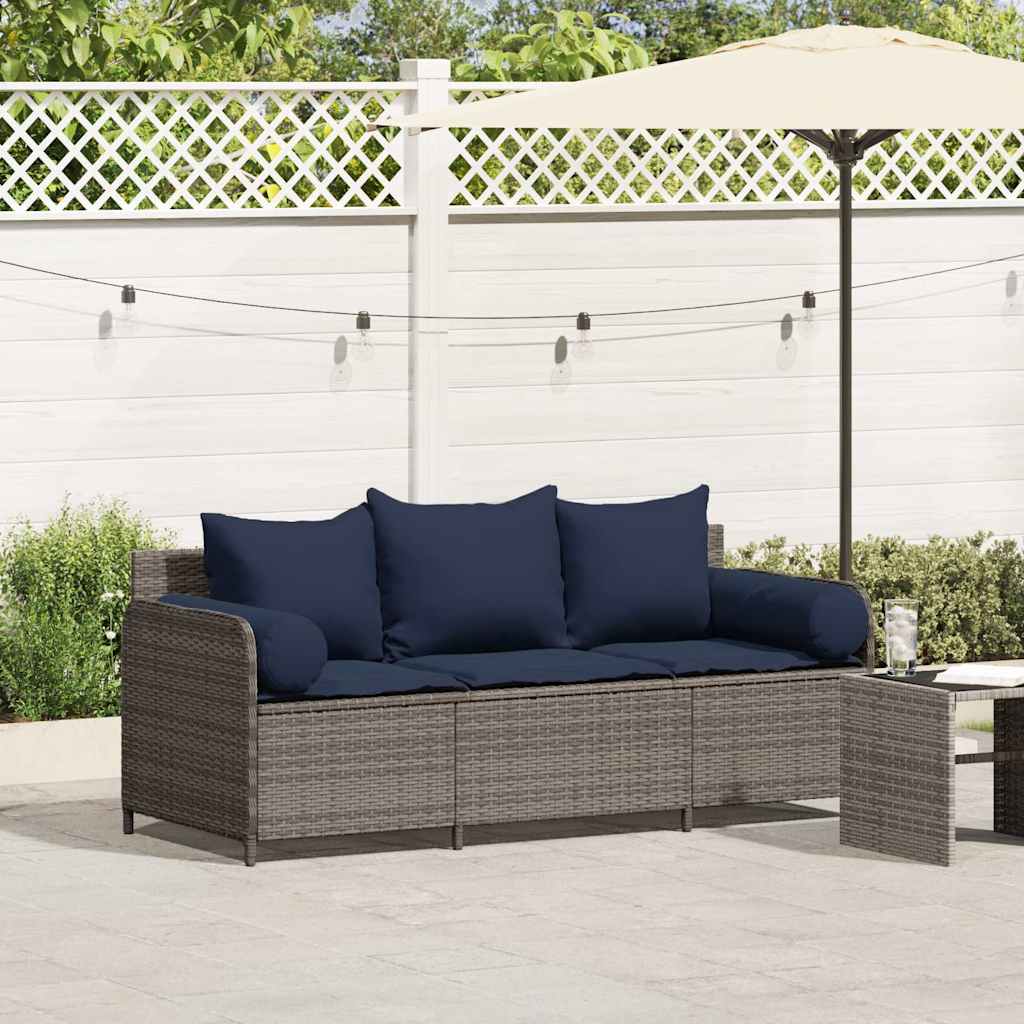 Canapé De Jardin Avec Coussins 3 Places Résine Tressée