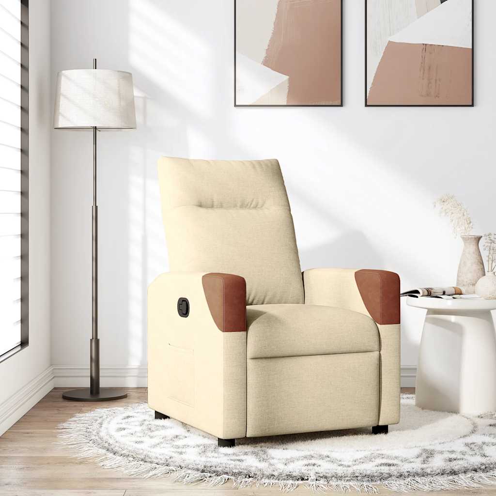 Fauteuil Inclinable De Massage Électrique Tissu Crème