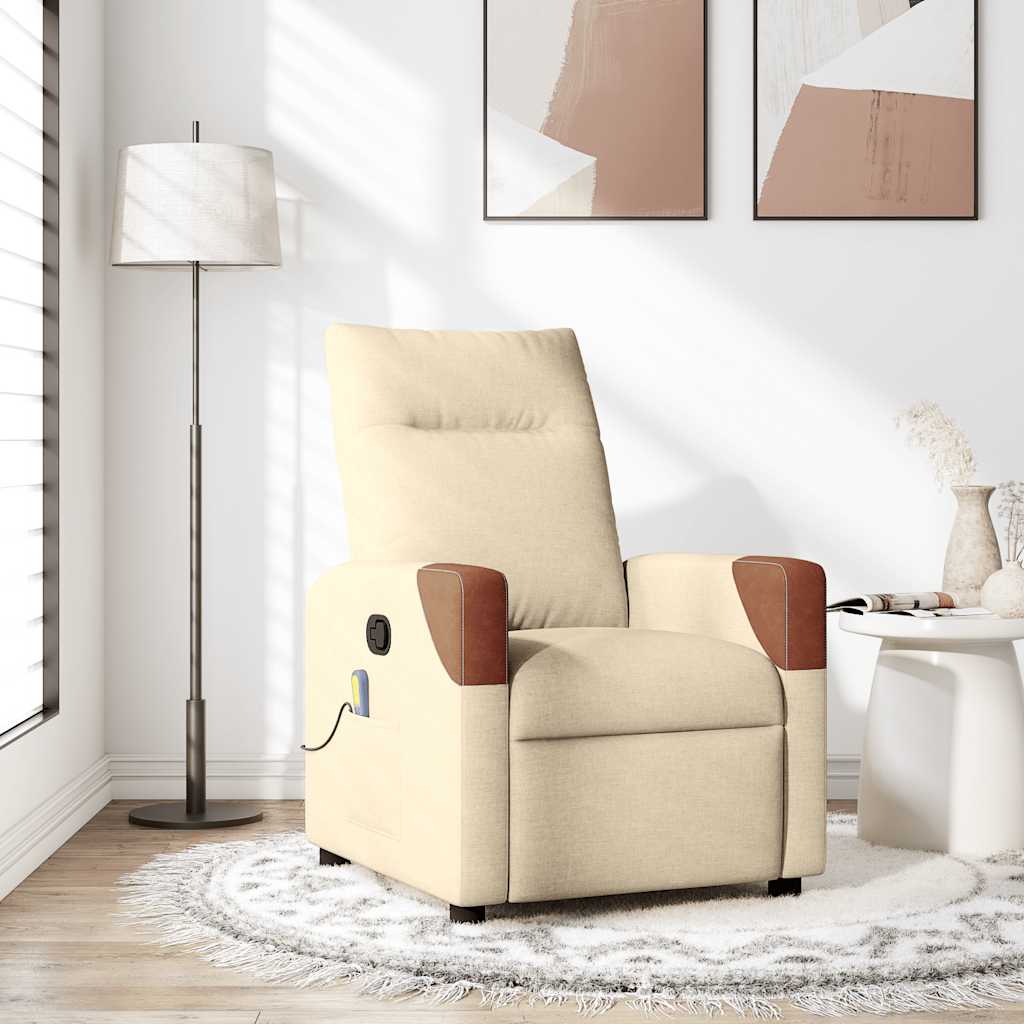 Fauteuil Inclinable De Massage Électrique Tissu Crème
