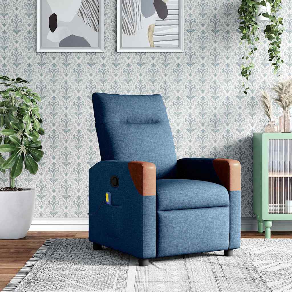 Fauteuil Inclinable De Massage Électrique Tissu Bleu