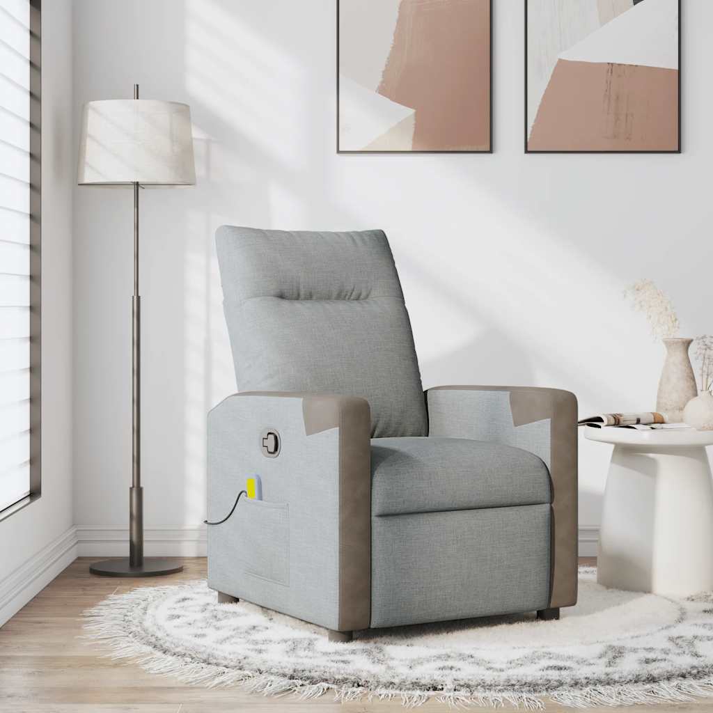 Fauteuil De Massage Inclinable Électrique Tissu Gris Clair