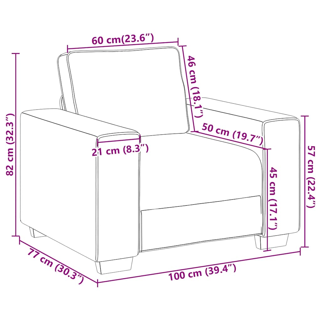 Fauteuil 100X77X82 Cm Tissu