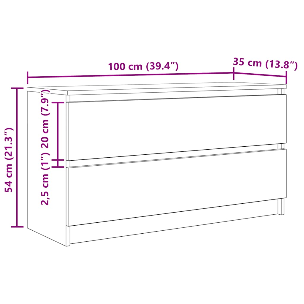 Meuble Tv 100X35X54 Cm Bois D'ingénierie