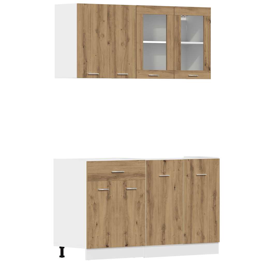 Ensemble De 4 Meubles De Cuisine "Lyon" En Chêne Artisanal