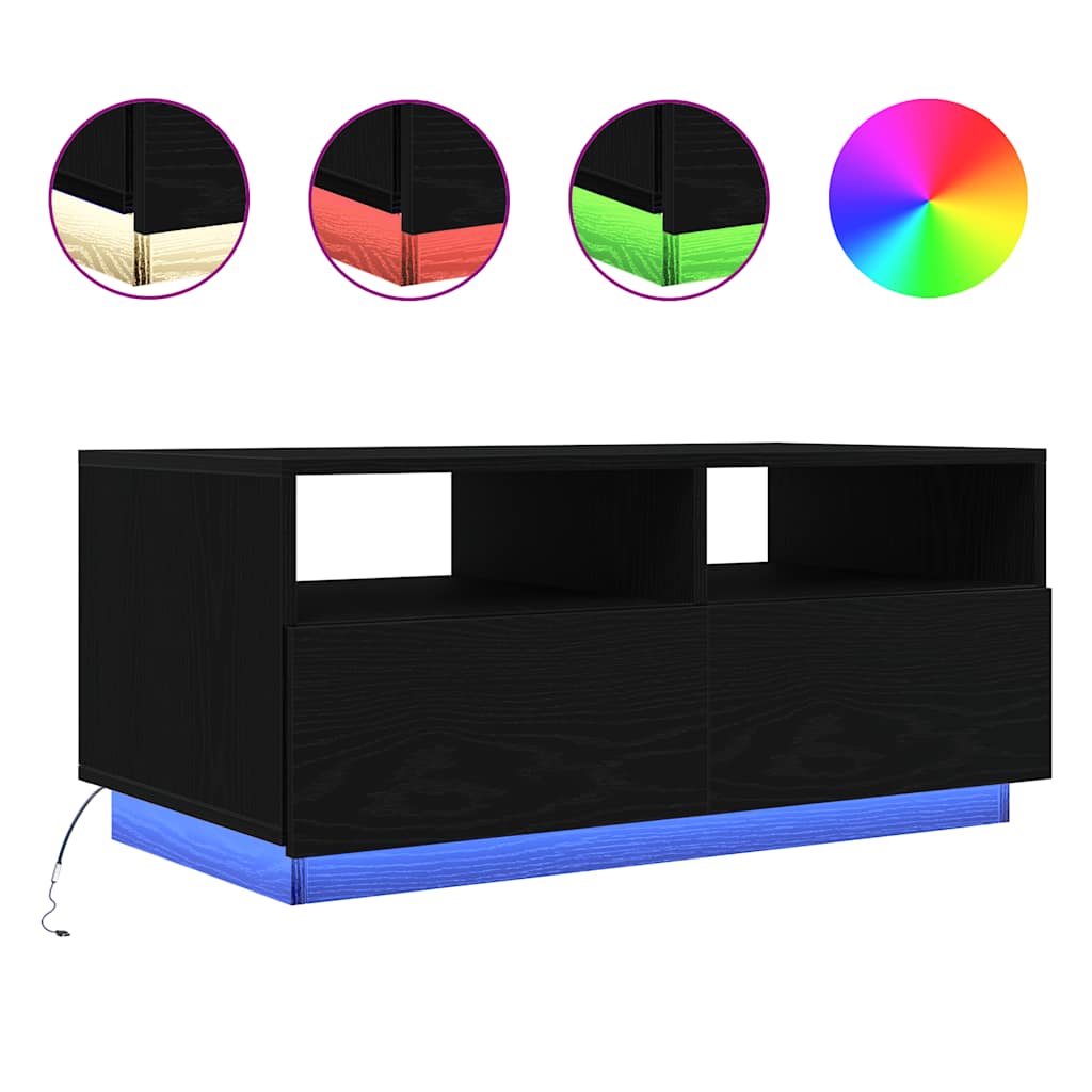 Table Basse Avec Lumières Led 90X49X40 Cm