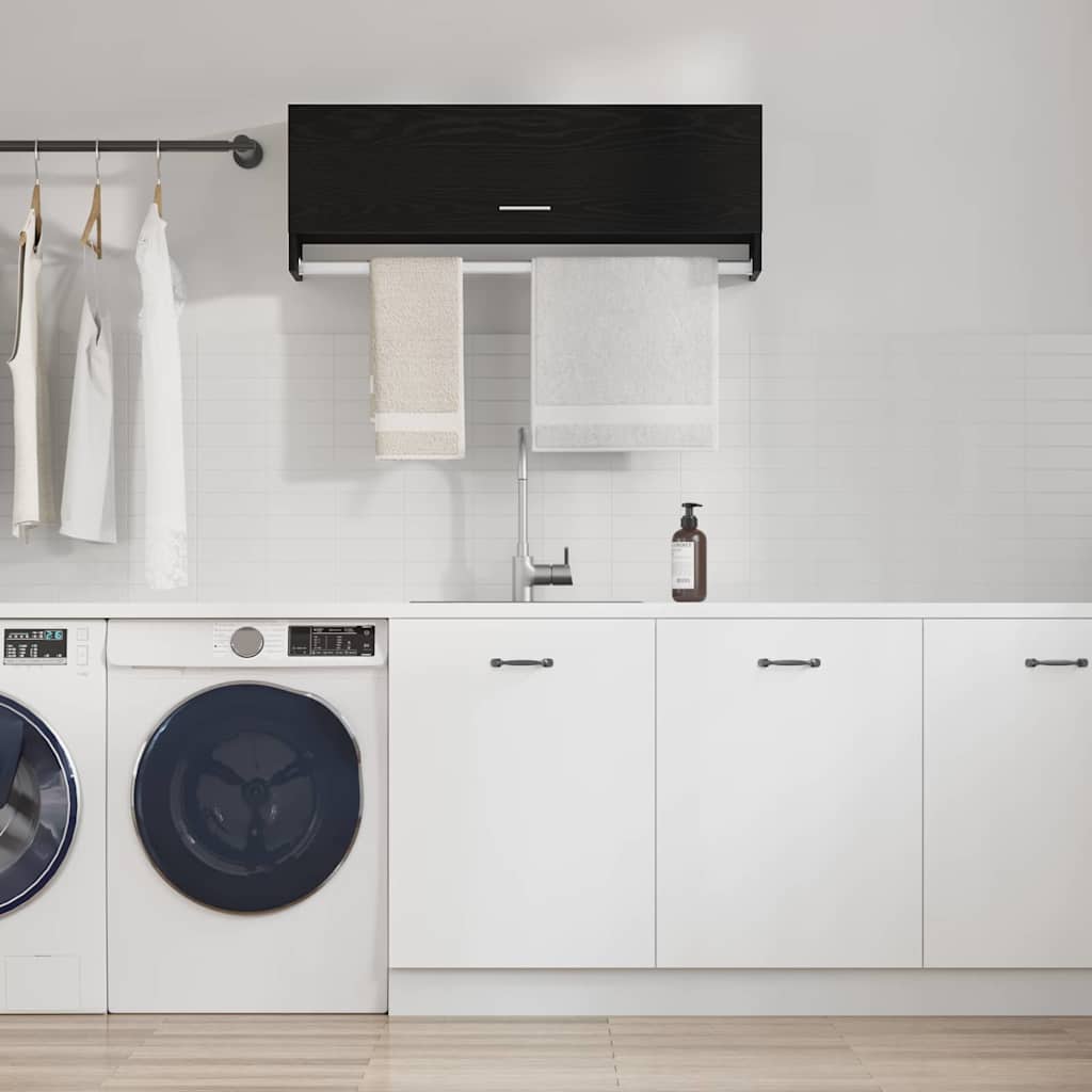 Black Oak Wardrobe 100 x 32.5 x 35 cm Engineered Wood