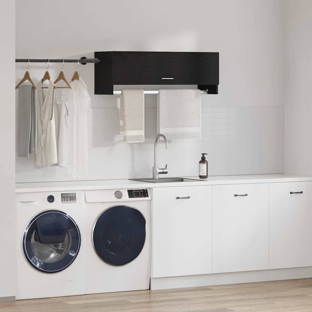 Black Oak Wardrobe 100 x 32.5 x 35 cm Engineered Wood