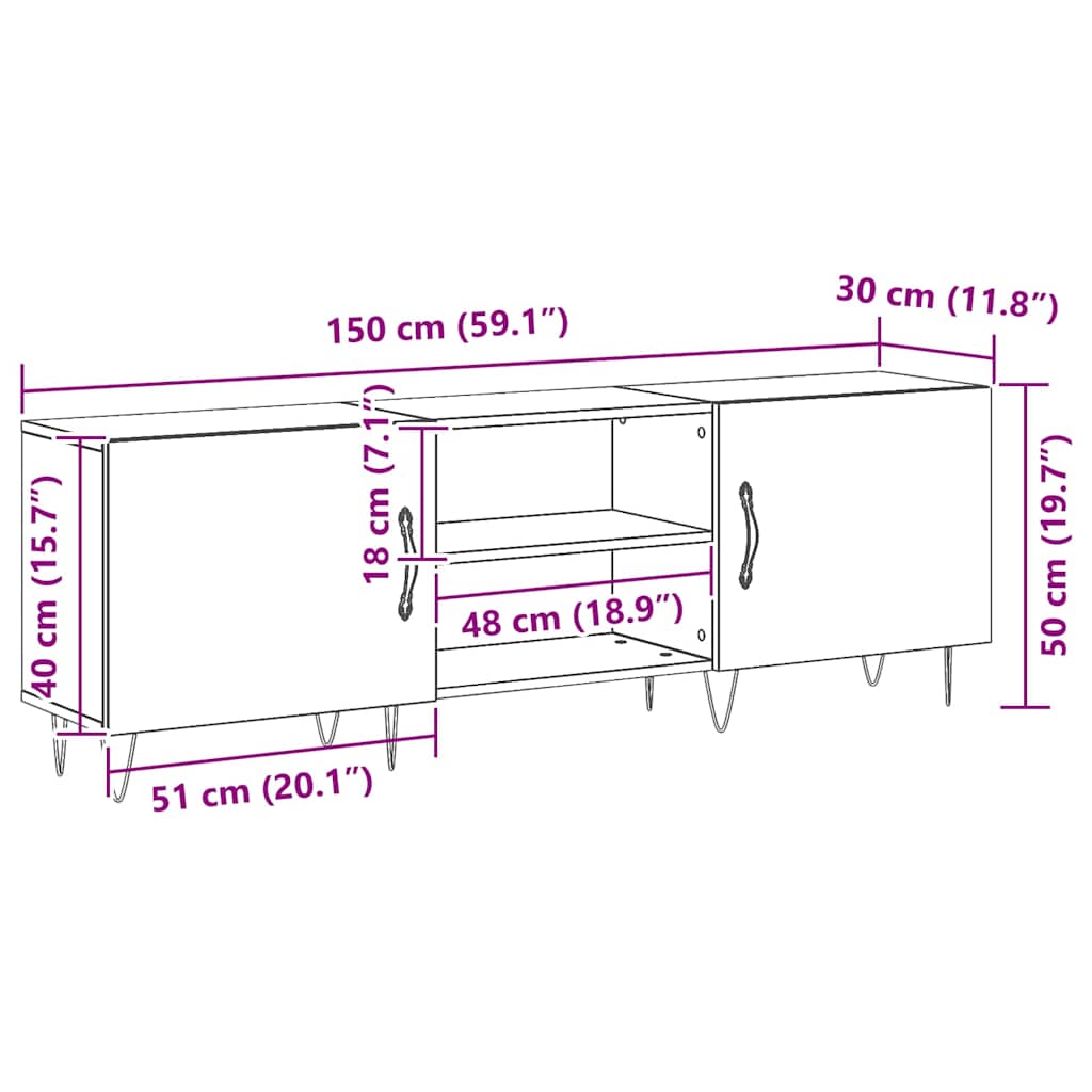 Ensemble Meuble Tv Montage Mural 150 X 30 X 50 Cm