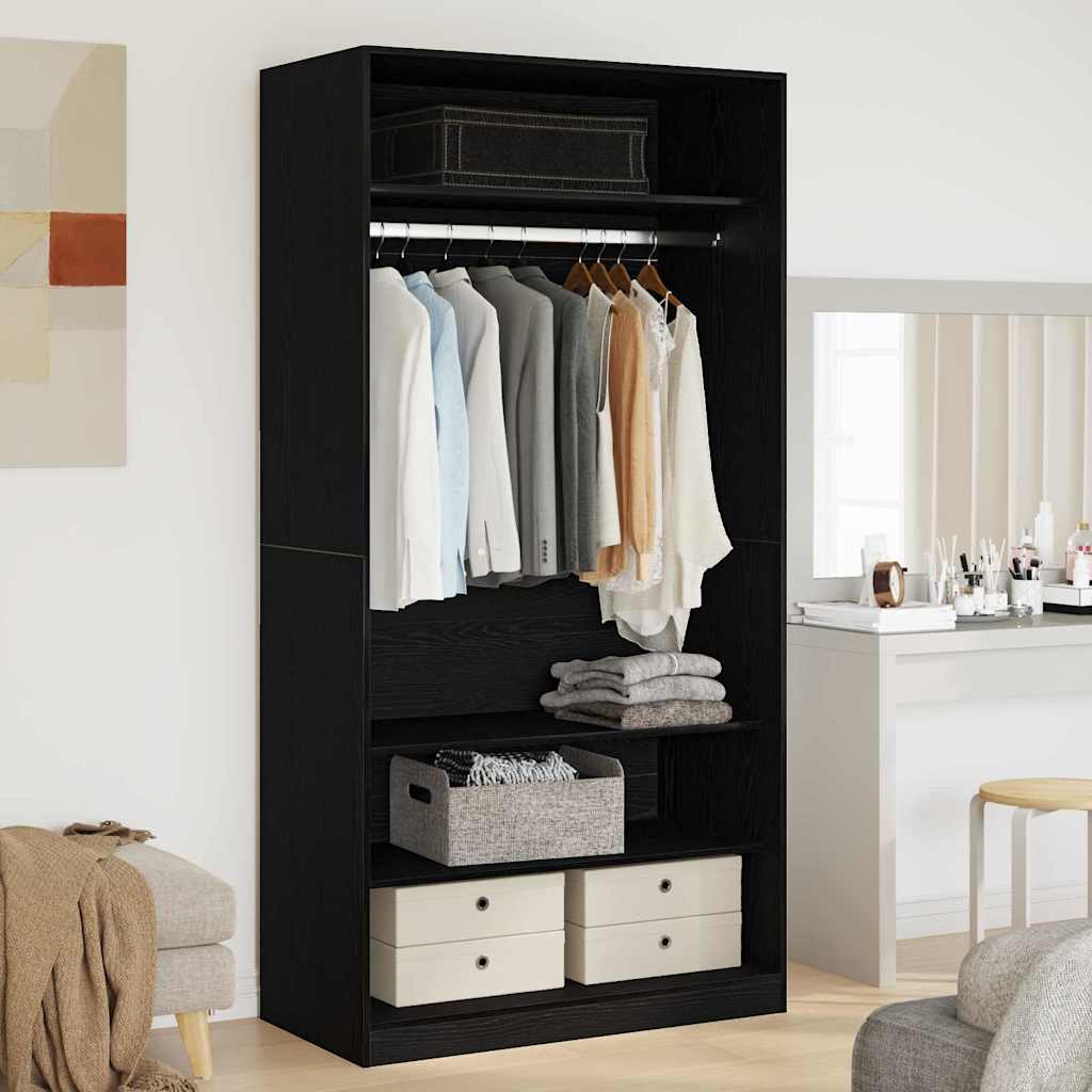 Black Oak Wardrobe 100 x 50 x 200 cm Engineered Wood