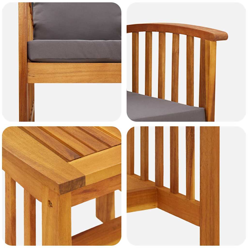 Ensemble De Canapé De Jardin Avec Coussin 3 Pcs Huile Naturelle