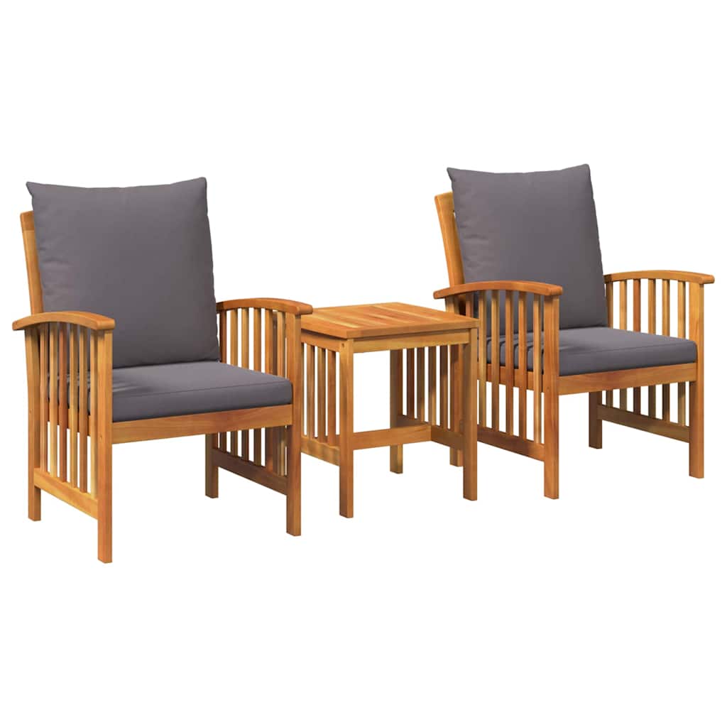 Ensemble De Canapé De Jardin Avec Coussin 3 Pcs Huile Naturelle
