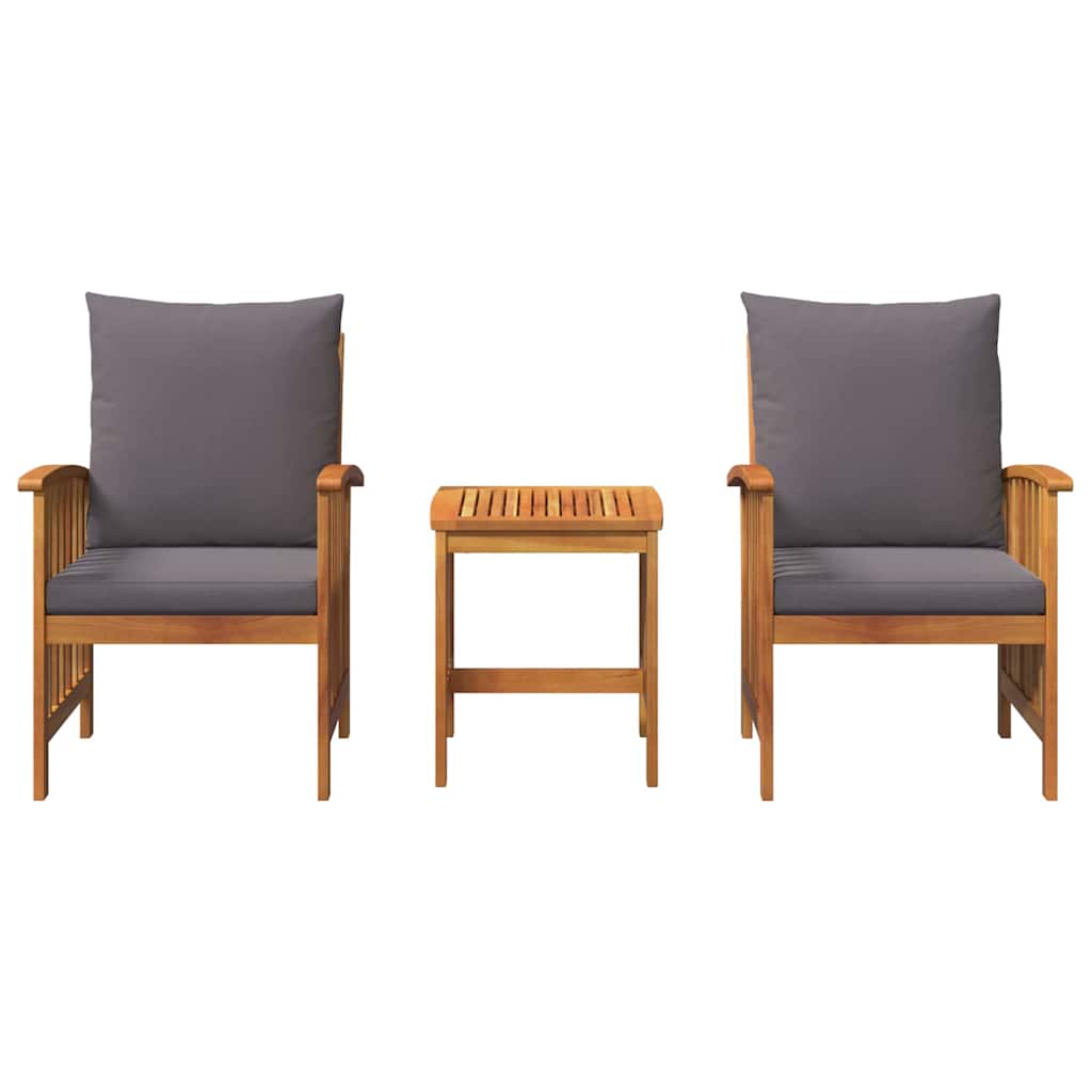 Ensemble De Canapé De Jardin Avec Coussin 3 Pcs Huile Naturelle