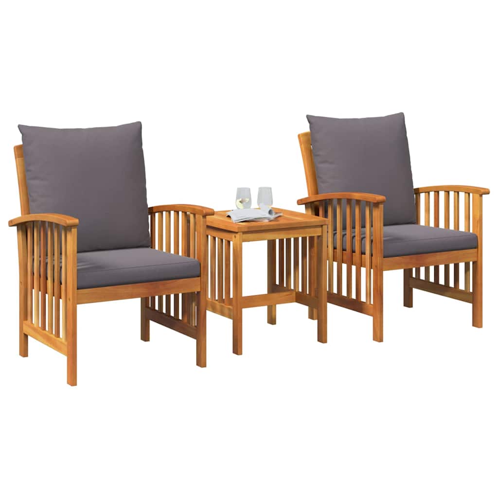 Ensemble De Canapé De Jardin Avec Coussin 3 Pcs Huile Naturelle