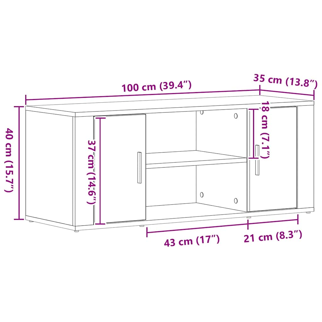 Meuble Tv 100 X 35 X 40 Cm Bois D'ingénierie