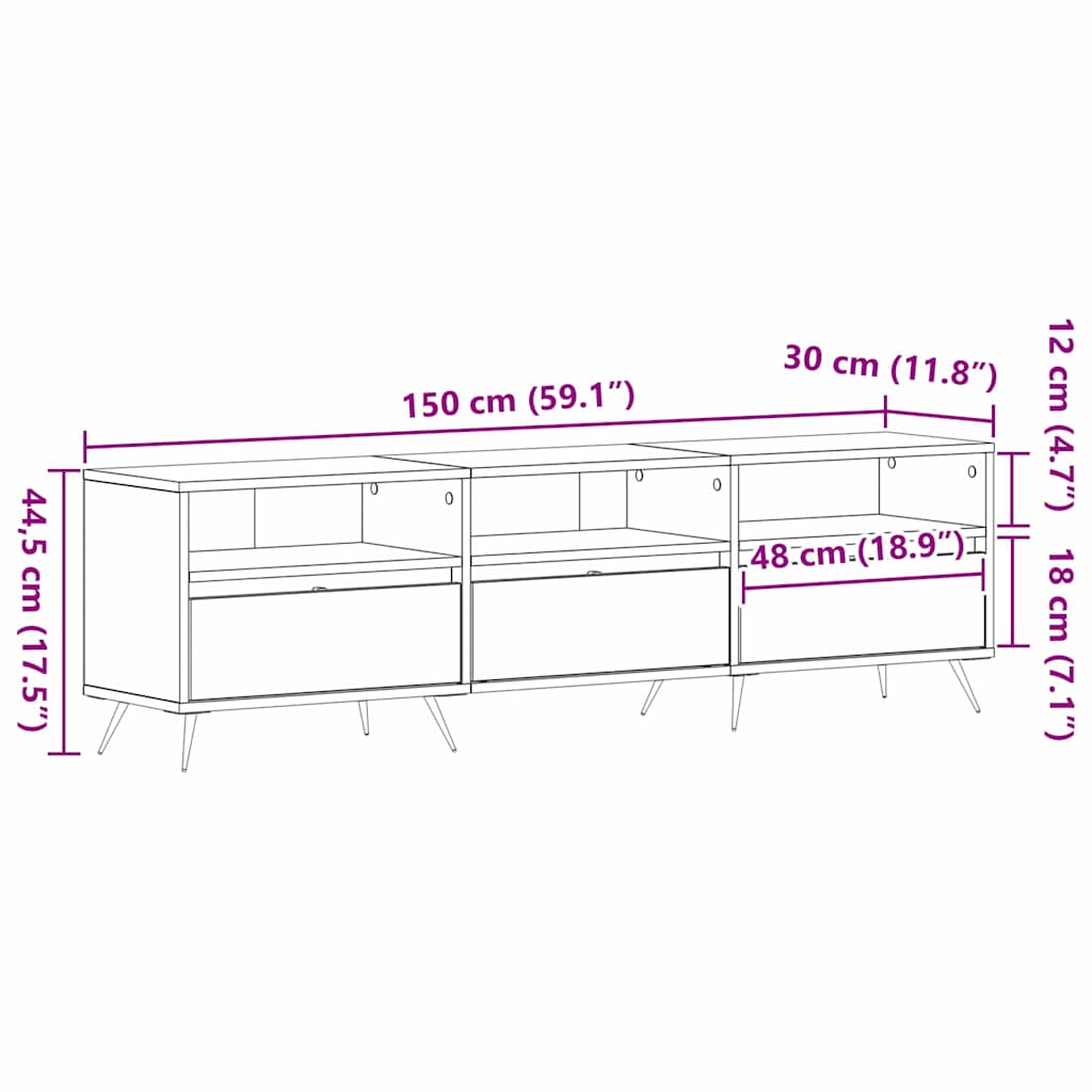 Meuble Tv 150 X 30 X 44,5 Cm Bois D'ingénierie