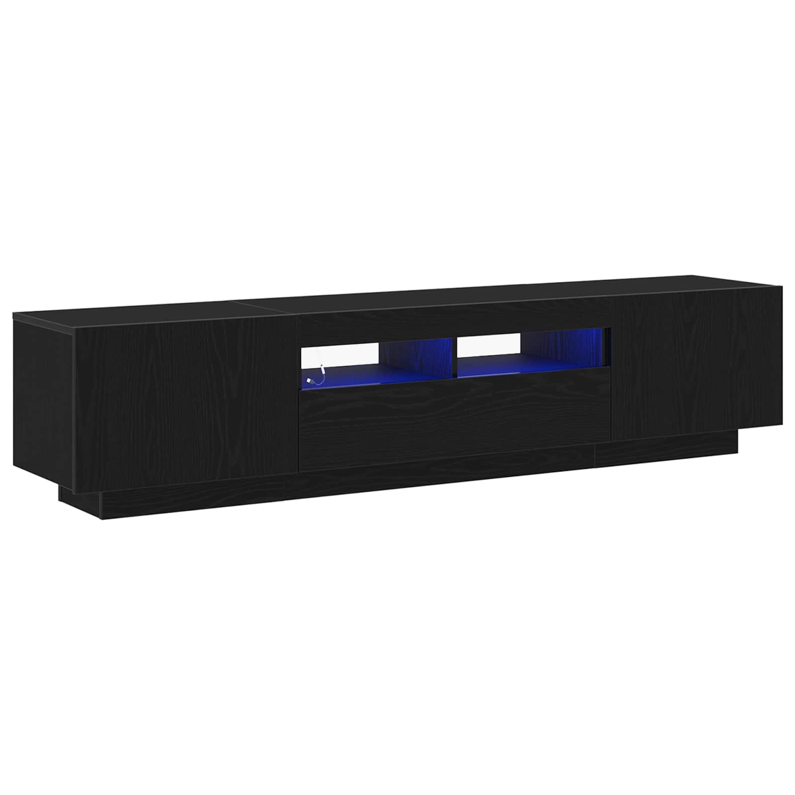 Ensemble Meuble Tv Montage Mural 2 Pcs Noir 180 X 35 X 40 Cm