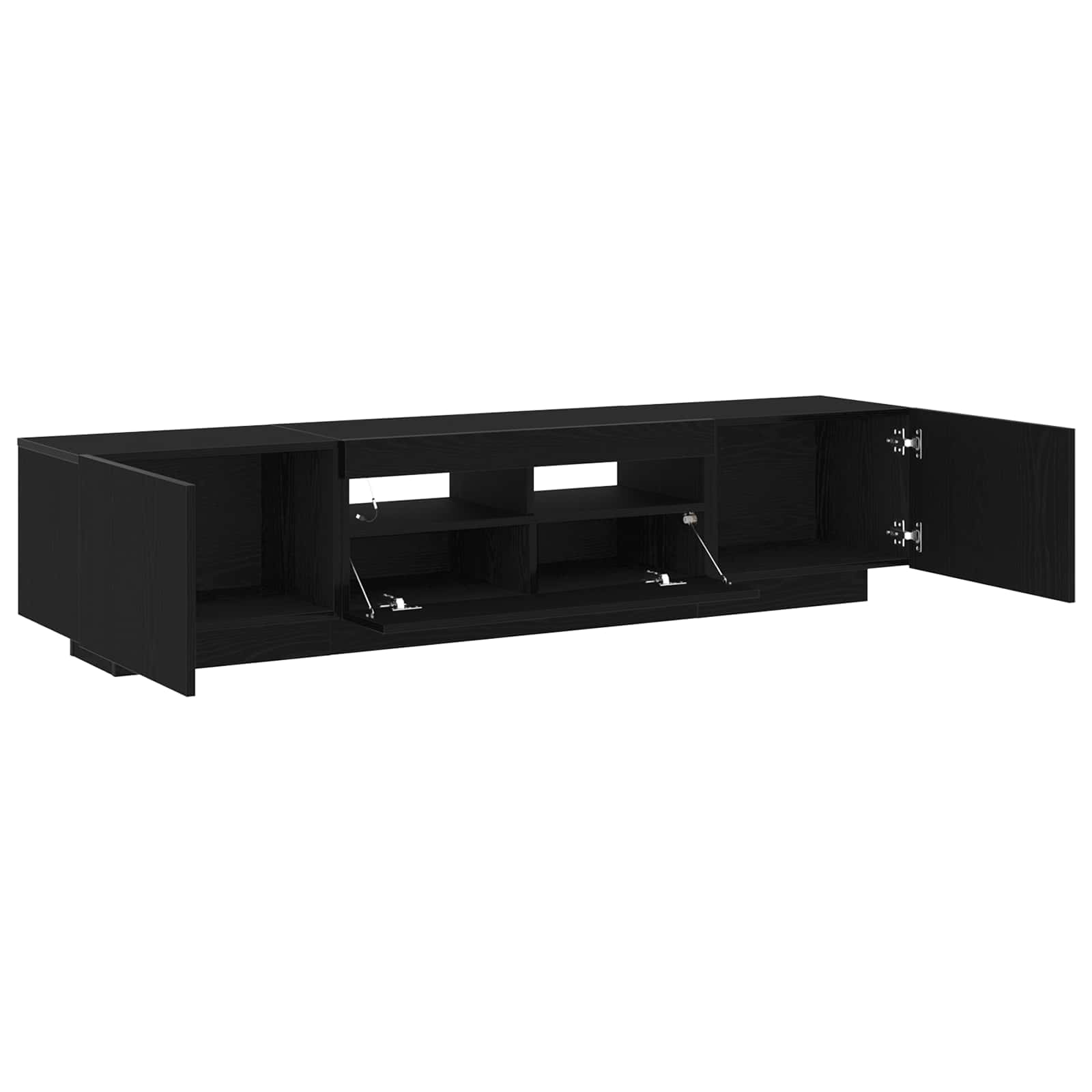 Ensemble Meuble Tv Montage Mural 2 Pcs Noir 180 X 35 X 40 Cm