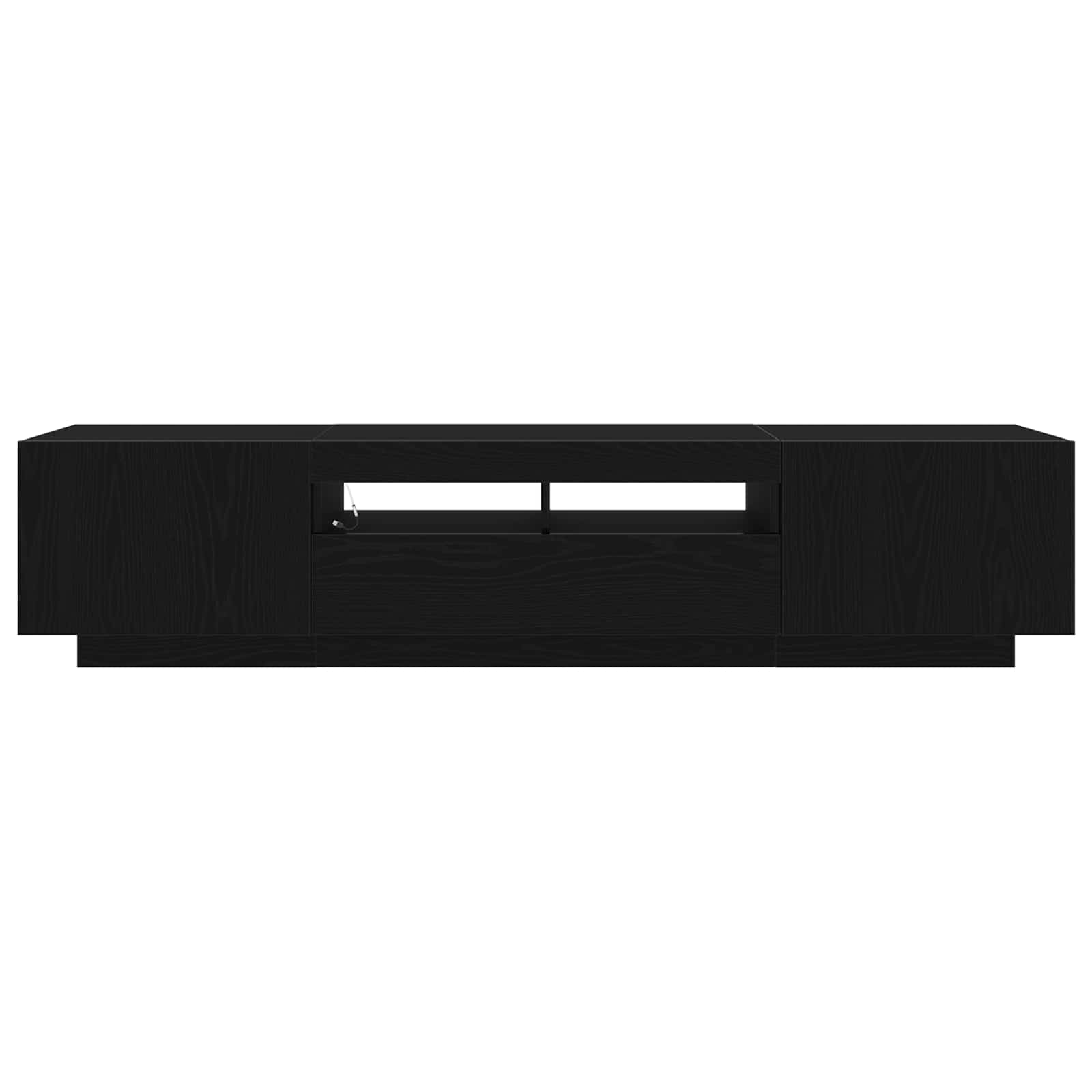 Ensemble Meuble Tv Montage Mural 2 Pcs Noir 180 X 35 X 40 Cm