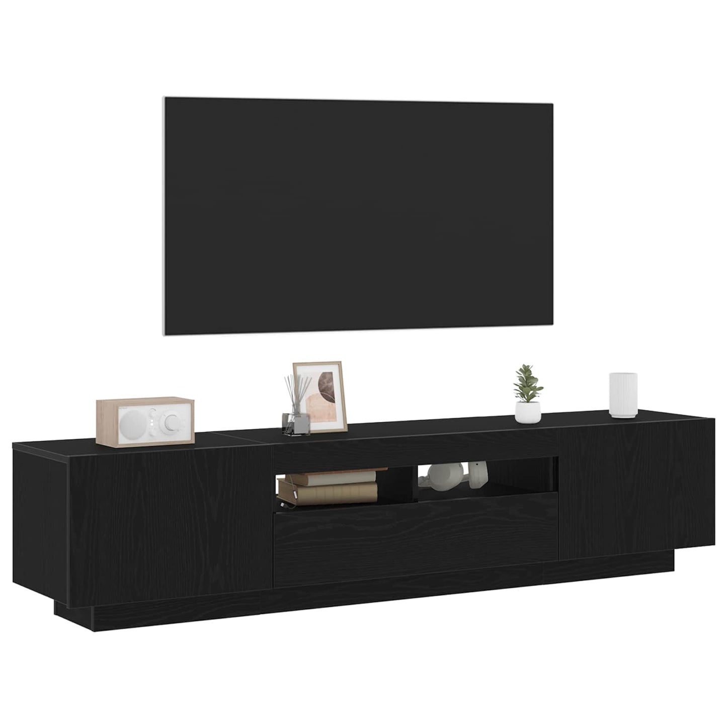Ensemble Meuble Tv Montage Mural 2 Pcs Noir 180 X 35 X 40 Cm