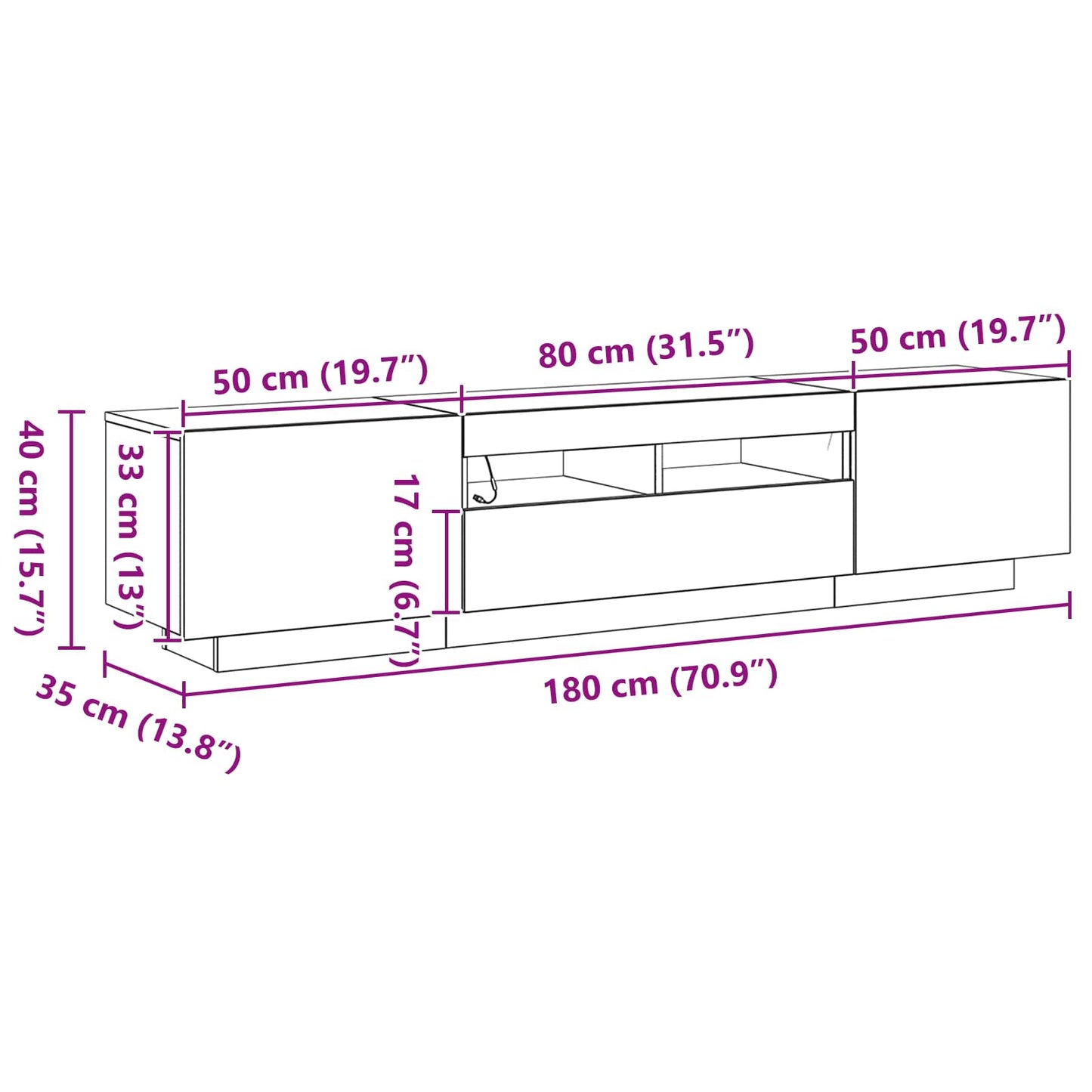 Ensemble Meuble Tv Montage Mural 2 Pcs Noir 180 X 35 X 40 Cm