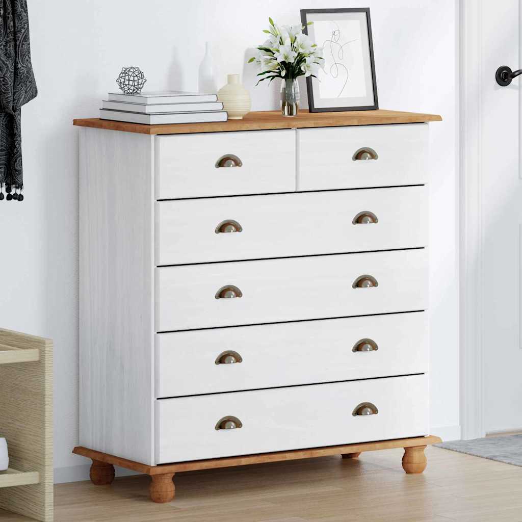 Commode ASKIM Blanc 91 x 40 x 95,5 cm Bois de pin massif