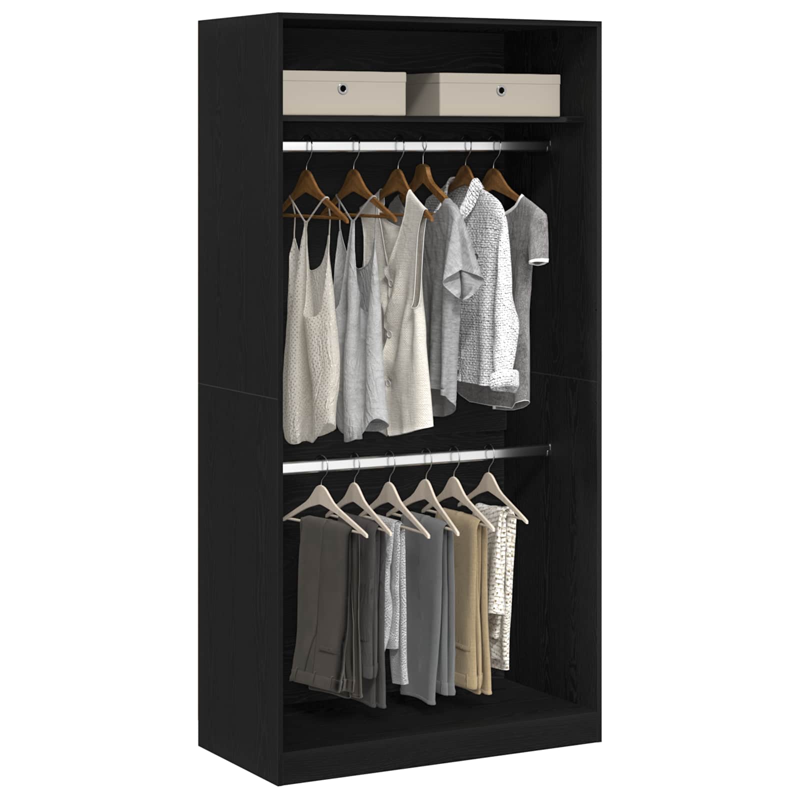 Black Oak Wardrobe 100 x 50 x 200 cm Engineered Wood