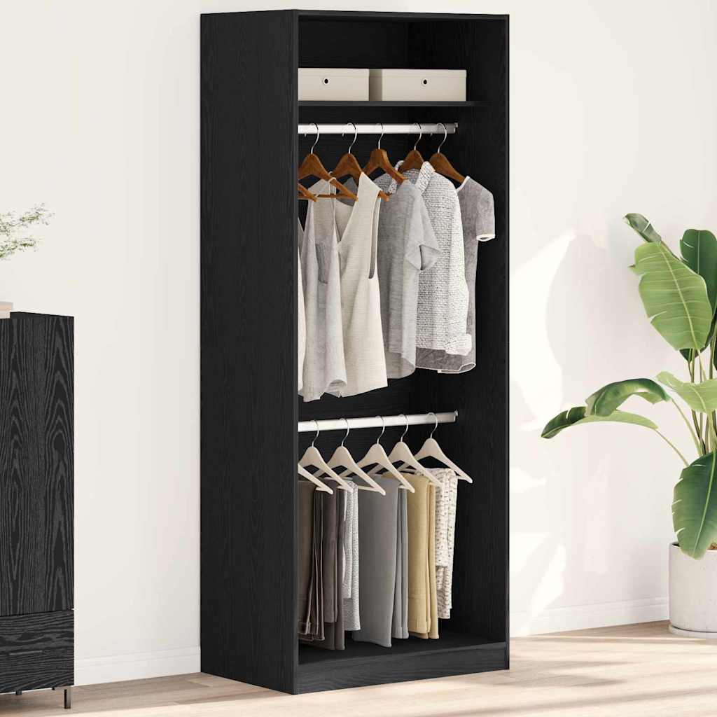 Black Oak Wardrobe 80 x 50 x 200 cm Engineered Wood