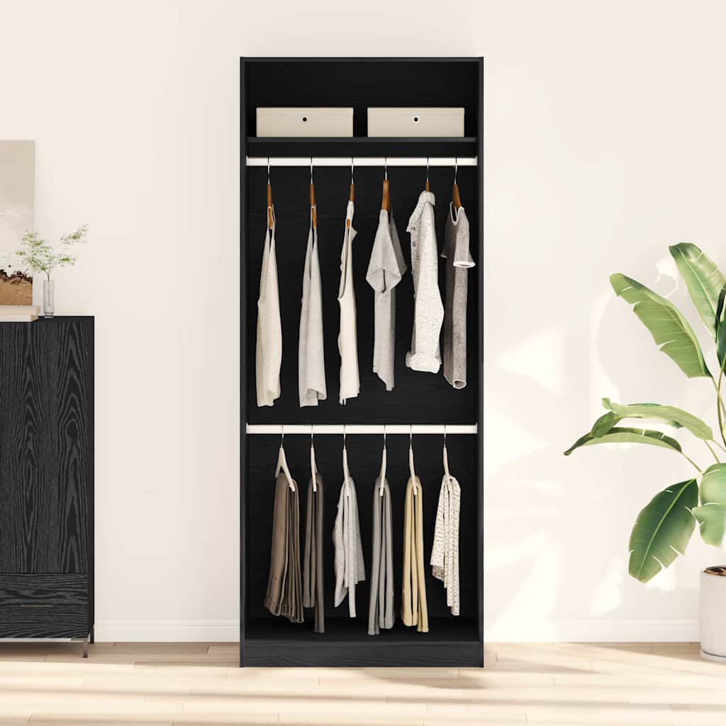 Black Oak Wardrobe 80 x 50 x 200 cm Engineered Wood