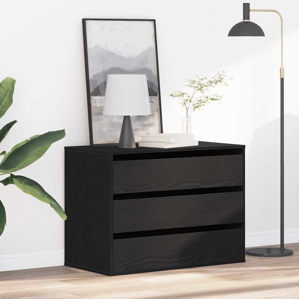 Black Drawer Cabinet 80 x 41 x 58 cm Engineered Wood