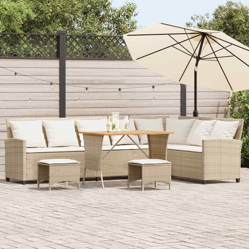 Canapé De Jardin Avec Coussins Beige Résine Tressée