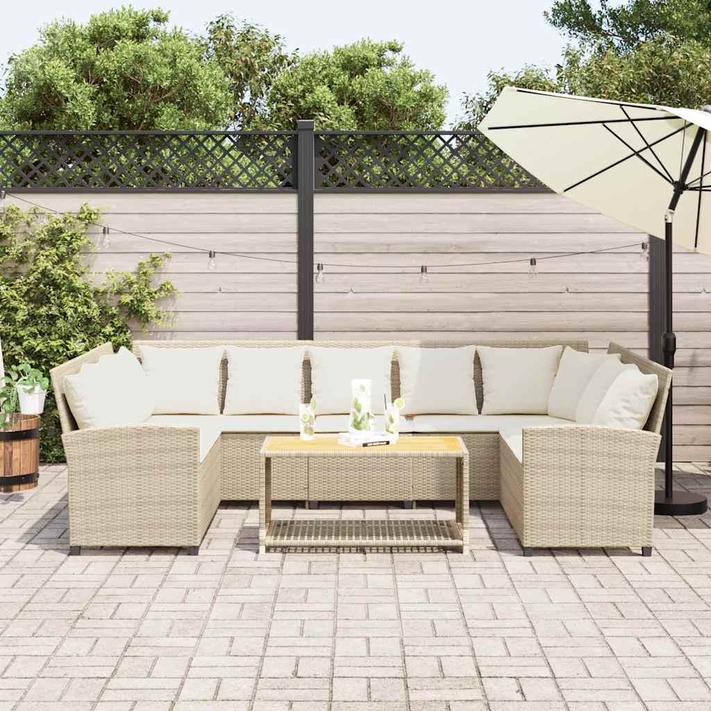 Canapé De Jardin Avec Coussins Beige Résine Tressée
