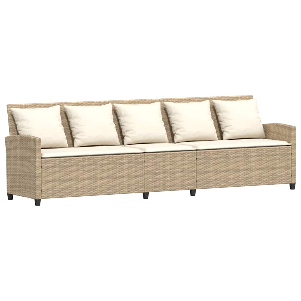 Canapé De Jardin Avec Coussins Beige Résine Tressée
