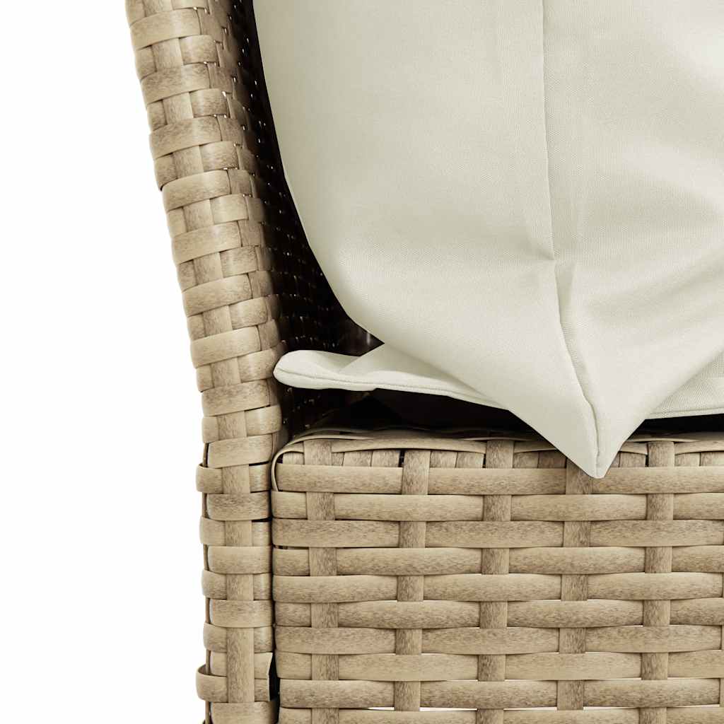 Canapé De Jardin Avec Coussins Beige Résine Tressée