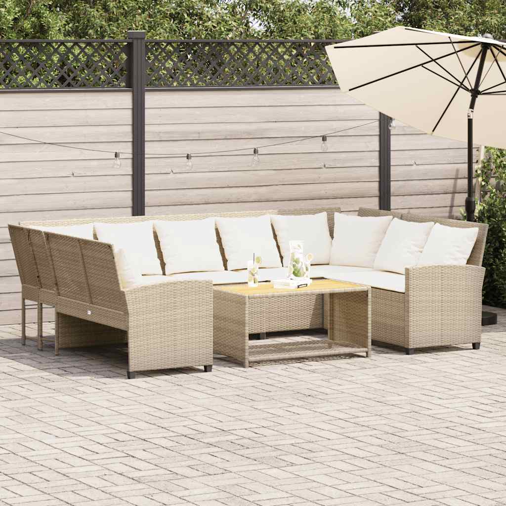 Canapé De Jardin Avec Coussins Beige Résine Tressée