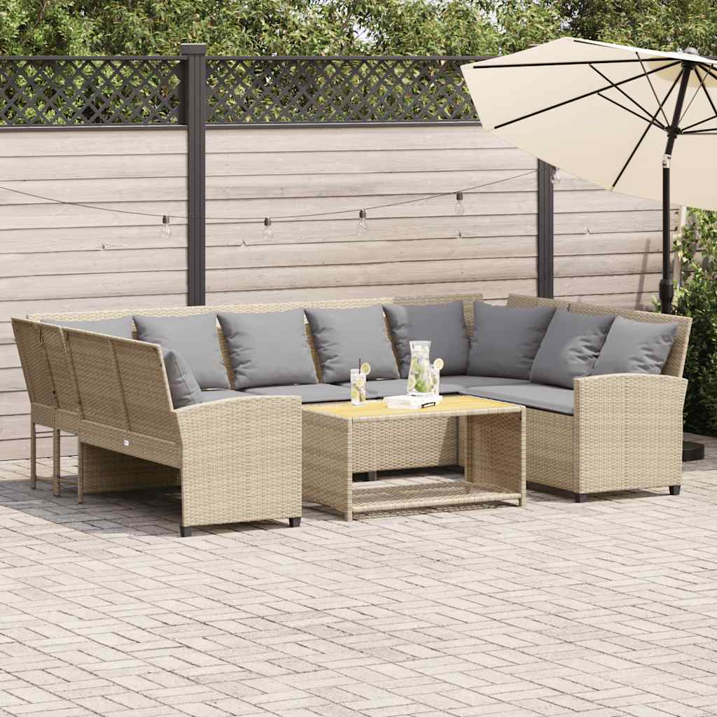 Canapé De Jardin Avec Coussins Beige Résine Tressée
