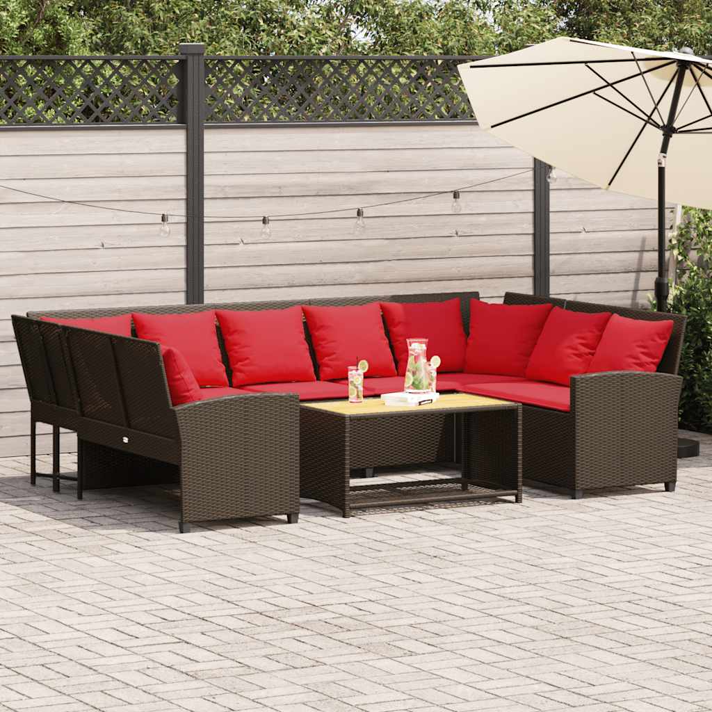 Canapé De Jardin Avec Coussins Beige Résine Tressée
