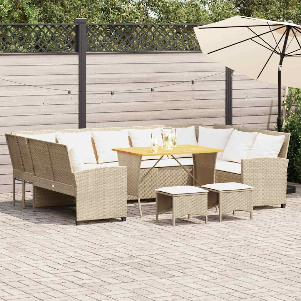 Canapé De Jardin Avec Coussins Beige Résine Tressée