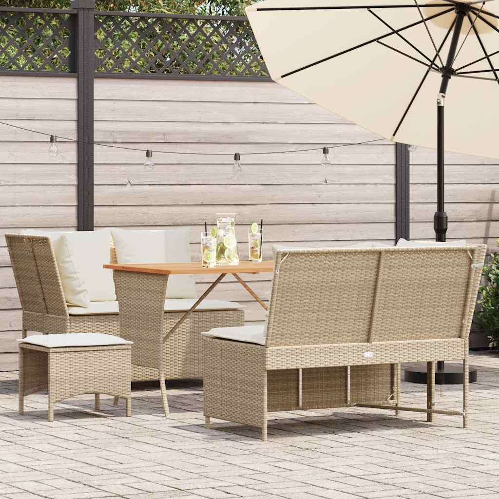 Canapé De Jardin Avec Coussins Beige Résine Tressée
