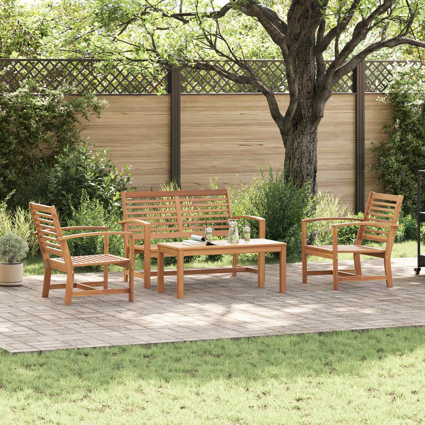 Ensemble De Canapé De Jardin 5 Pcs Bois De Teck Massif