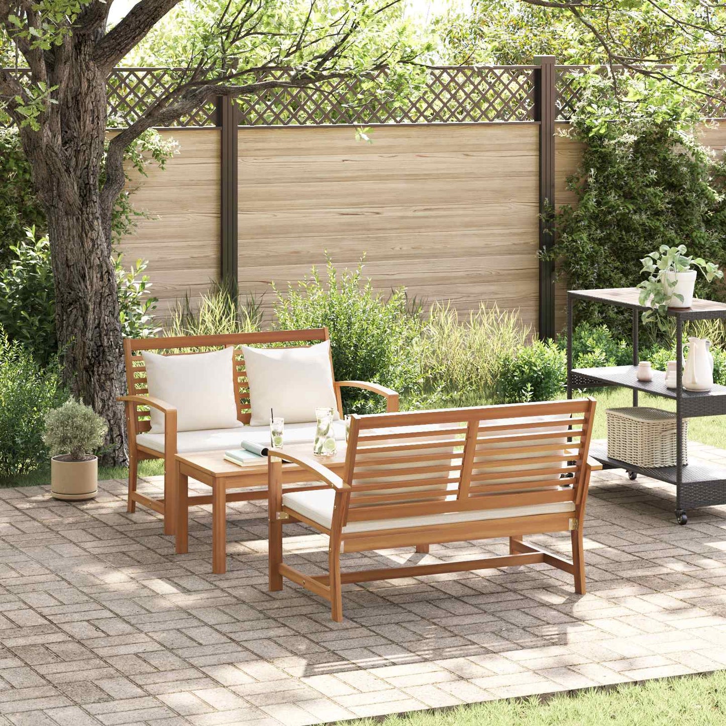 Ensemble De Canapé De Jardin 5 Pcs Bois De Teck Massif