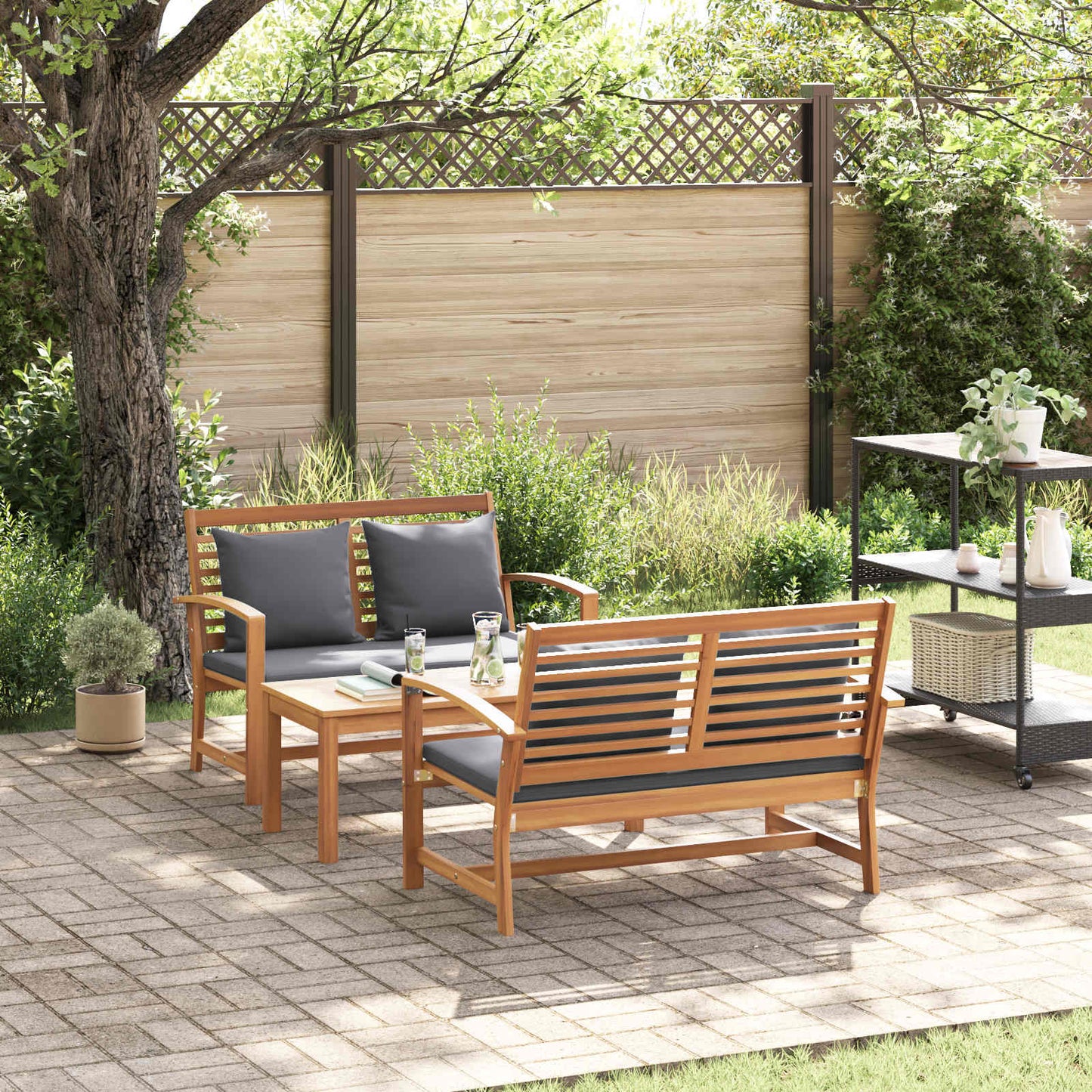 Ensemble De Canapé De Jardin 5 Pcs Bois De Teck Massif