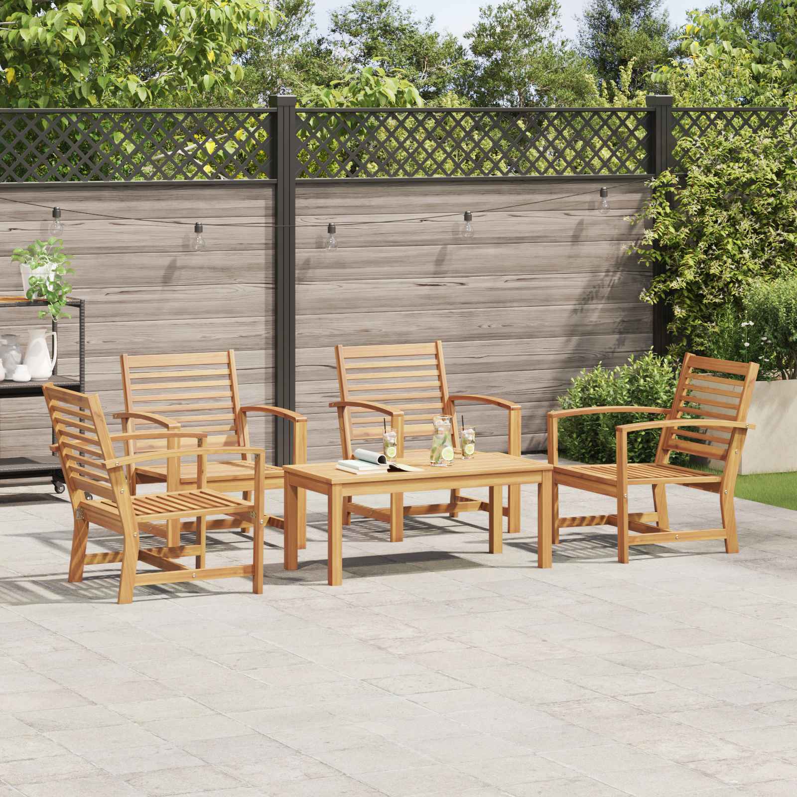 Ensemble De Canapé De Jardin 5 Pcs Bois De Teck Massif