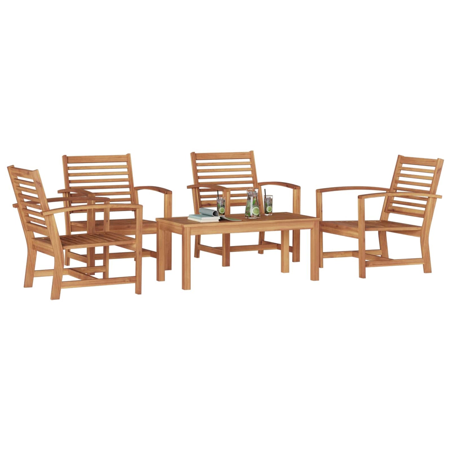 Ensemble De Canapé De Jardin 5 Pcs Bois De Teck Massif