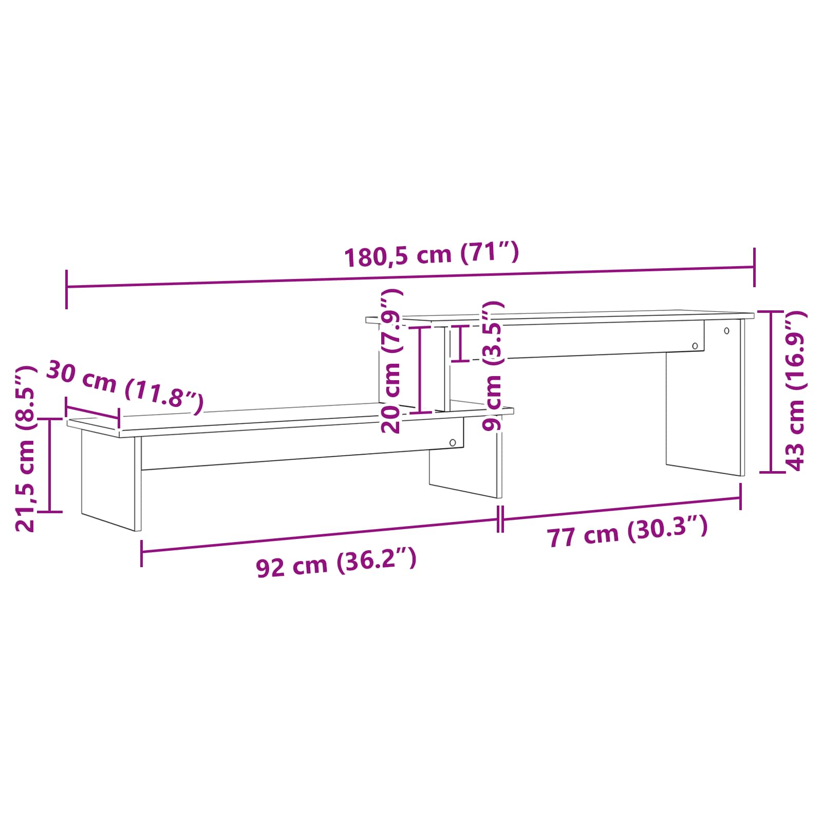 Ensemble Meuble Tv 180,5 X 30 X 43 Cm