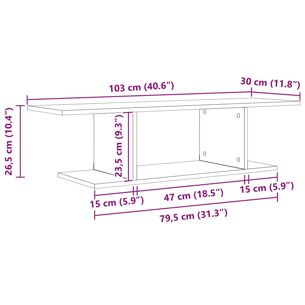 Ensemble Meuble Tv Marron 103 X 30 X 26,5 Cm Bois D'ingénierie
