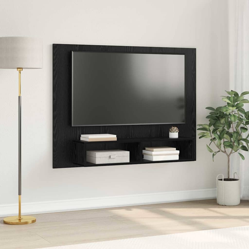 Ensemble Meuble Tv Montage Mural Chêne Noir 120 X 23,5 X 90 Cm