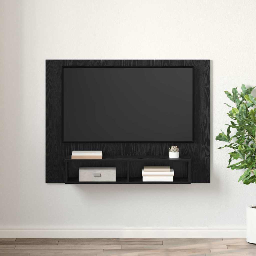 Ensemble Meuble Tv Montage Mural Chêne Noir 120 X 23,5 X 90 Cm