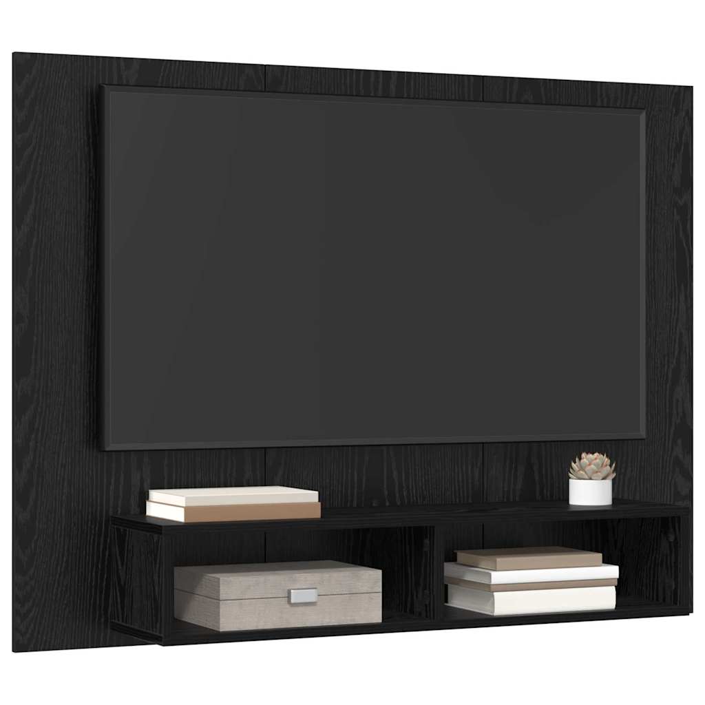 Ensemble Meuble Tv Montage Mural Chêne Noir 120 X 23,5 X 90 Cm