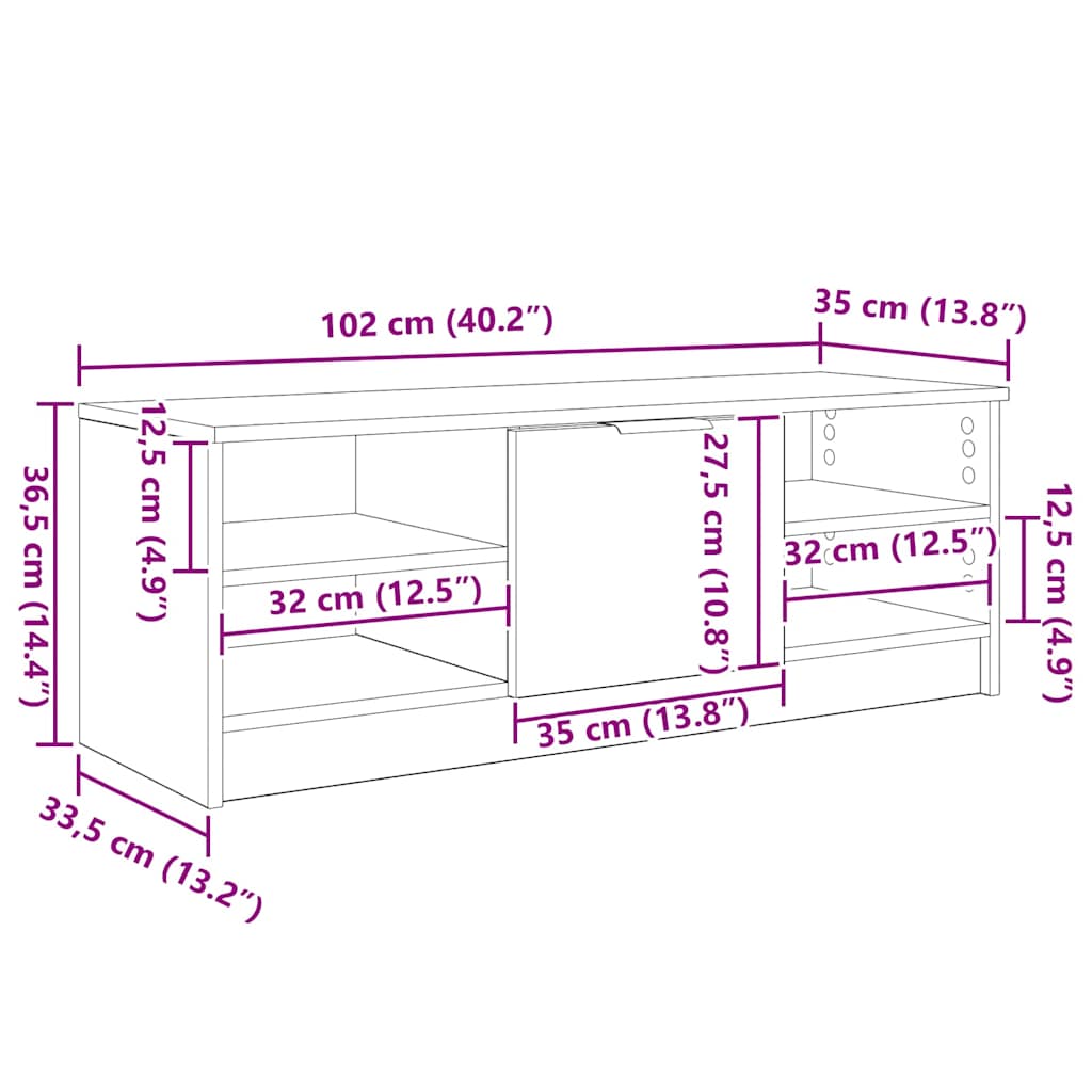Meuble Tv 102 X 35 X 36,5 Cm Bois D'ingénierie