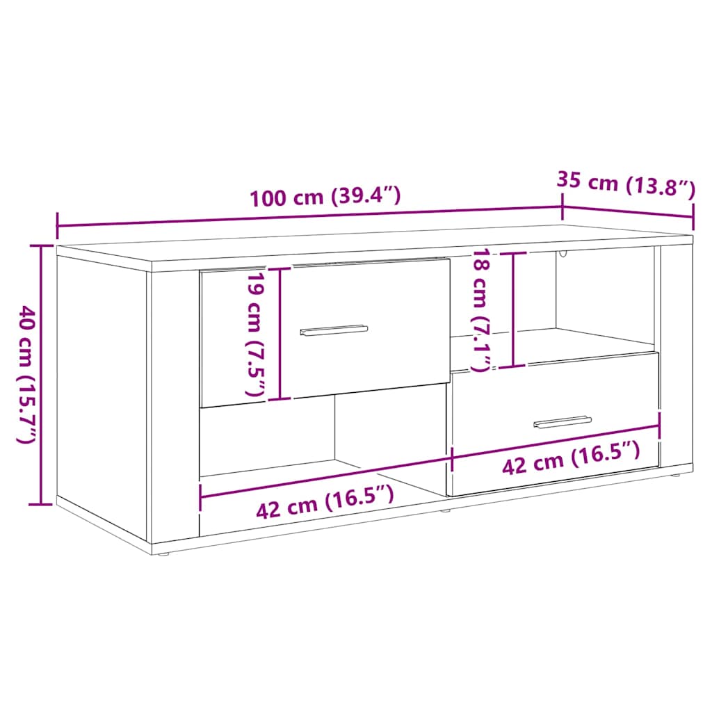 Meuble Tv 100 X 35 X 40 Cm Bois D'ingénierie